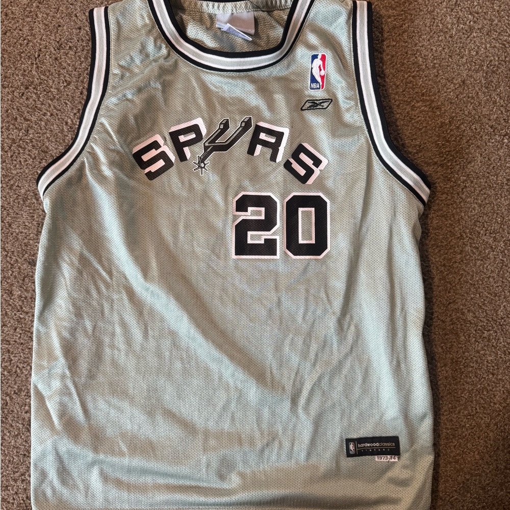 Reebok gray Spurs Jersey manu ginobili